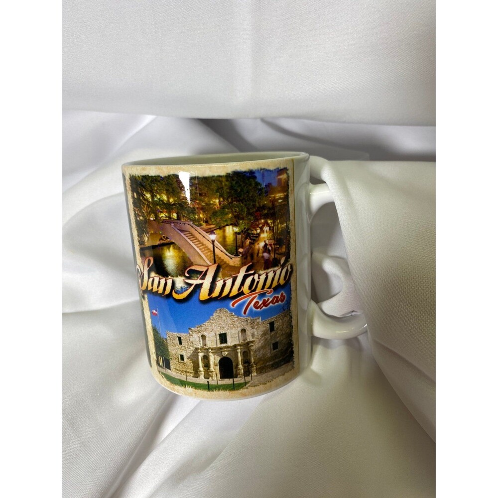 San Antonio, Texas Coffee /Tea, Mug/Cup, Riverwalk, City, Photo the Alamo USED
